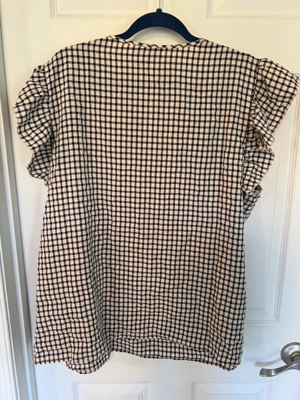 Weekend Suzanne Betro flutter Sleeve Gingham V-Neck blouse Size 4X - Picture 5 of 9